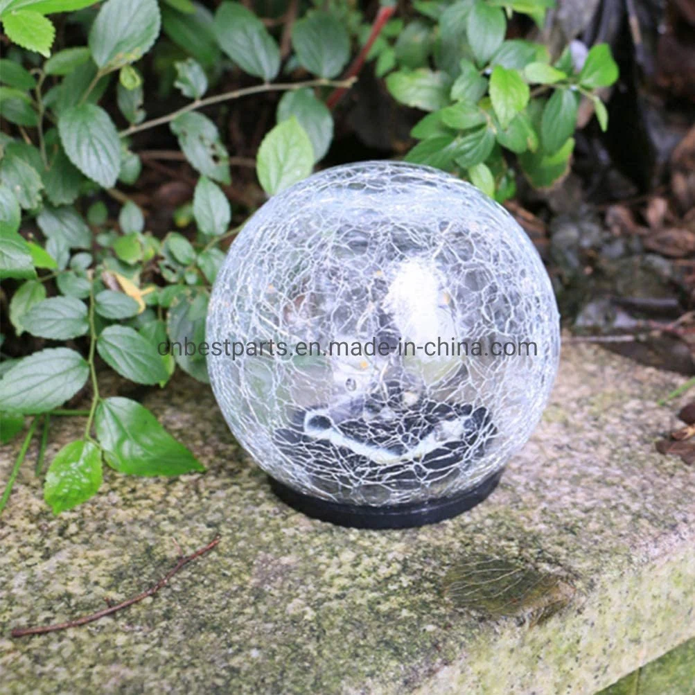 Solar Power Garden Cracked Glass Ball LED Waterproof Ground Lamp