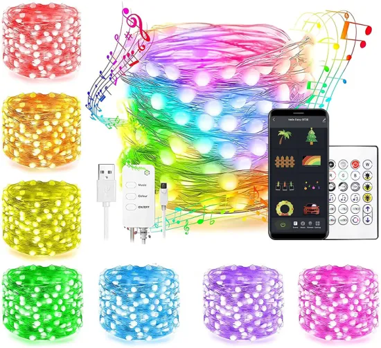 RGB Color Change Musical Voice APP Controle de cena Fairy 16FT/5m Smart Halloween Christmas Twinkle Decoration String Lights