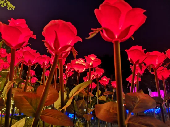 Luminária de LED rosa ao ar livre Solar Rose plugue de terra Lâmpada de jardim para jardim Lâmpada de atmosfera decorativa