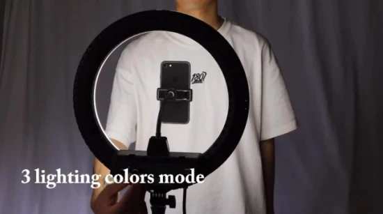 Ring Light RGB de 18 polegadas com suporte para três telefones